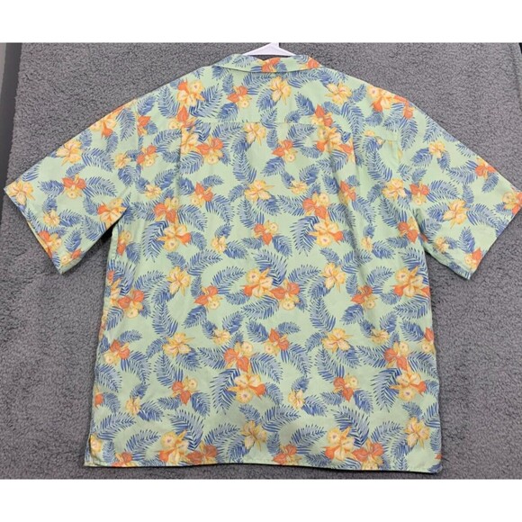 Large (L) Hawaiian Tropical Flowers Print Shirt Silk Cotton Blend Button-down - Picture 7 of 12